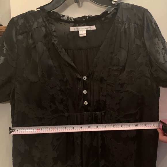 Black DVF blouse with sheer sleeves - Picture 6 of 8